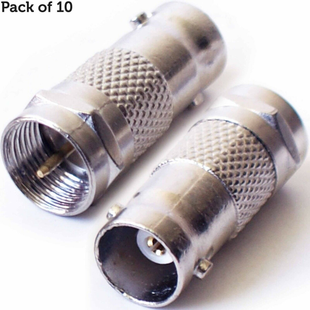 Loops 10X F Type Connector Male To Bnc Female Adapter Coaxial Converter Cctv Screw
