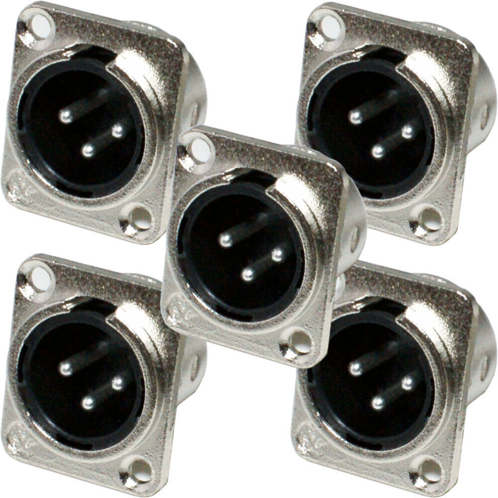 5X Xlr 3 Pin Male Panel Mount Solder Connector Chassis Mic Patch Audio Cable 5055538144424