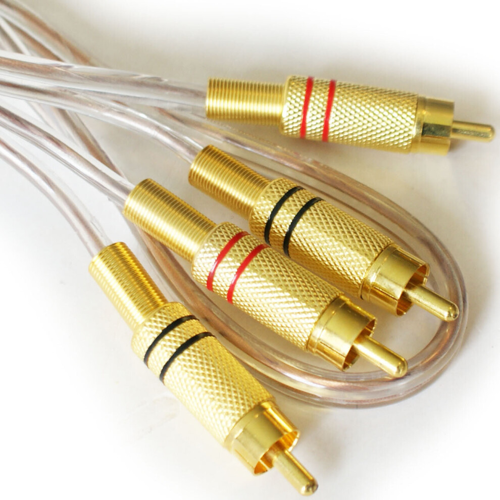 0.5m Premium Quality 2 RCA Male to Plug Cable Lead Gold Phono Shielded Audio Amp