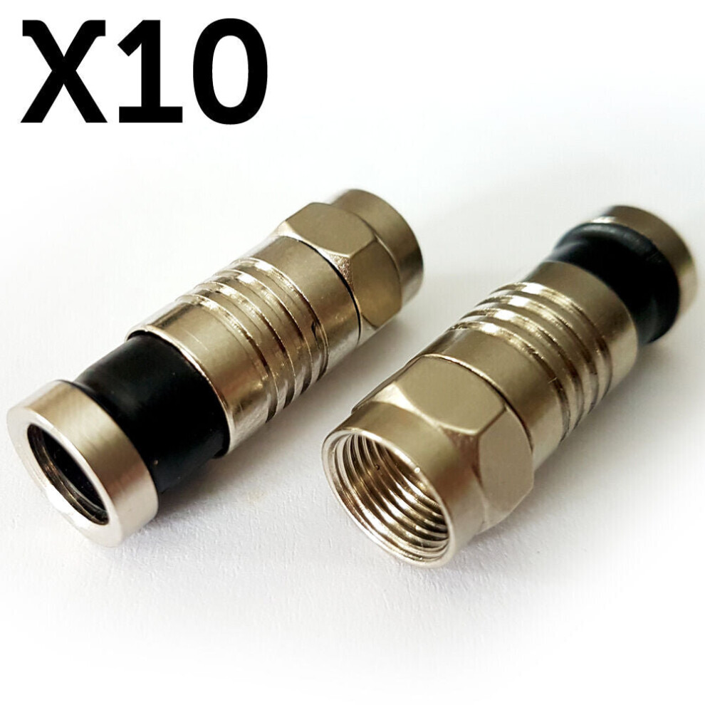 10x RG59 F Connector Compression Crimp Male Plug Outdoor Satellite Cable SKY End