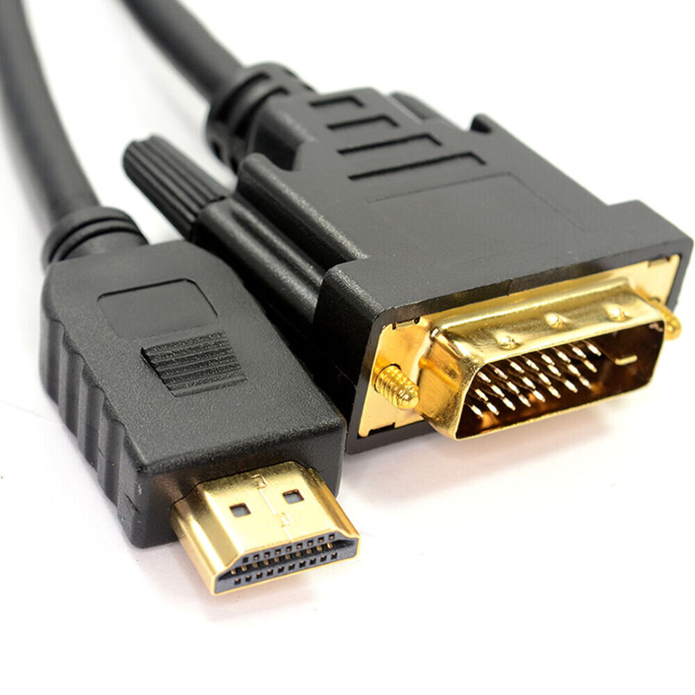 5m HDMI Male To DVI D/DVI I Plug Cable Lead Digital Monitor Laptop TV PC 1080P