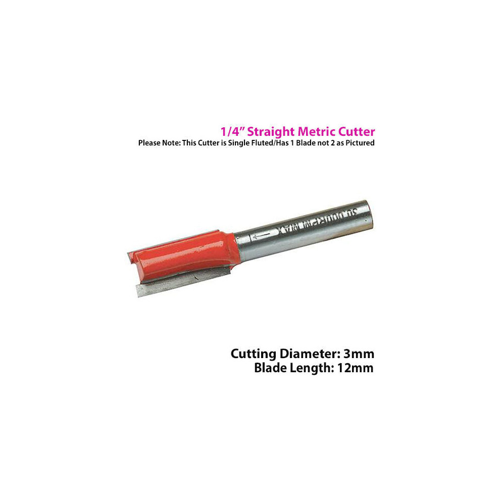 1/4" SHANK 3mm x 12mm Tungsten Carbide Straight Router Bit Worktop Wood Cutter
