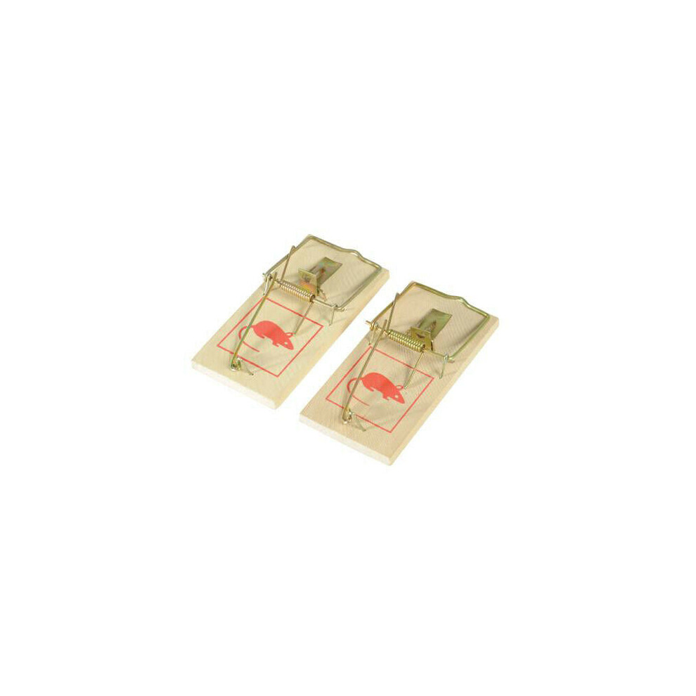 2 Pack Rodent Mouse Traps Classic Treadle Wooden Design Pest Control Catcher