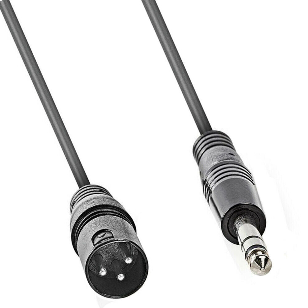 3m 6.35mm 1/4" Stereo Jack Plug to XLR Male Cable 3 Pin Audio Microphone Amp Lead