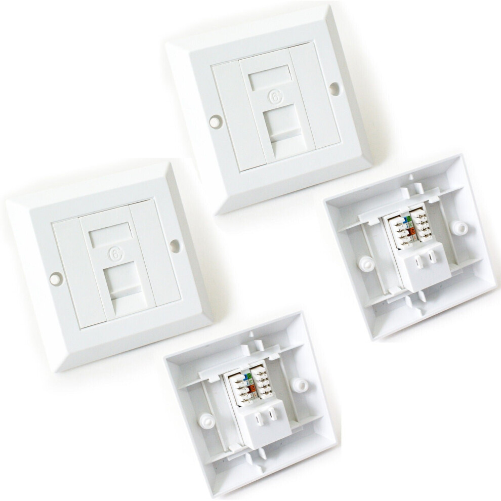 2x Single Port CAT6 IDC Wall Outlet Face Plate 1 Way RJ45 Network Ethernet