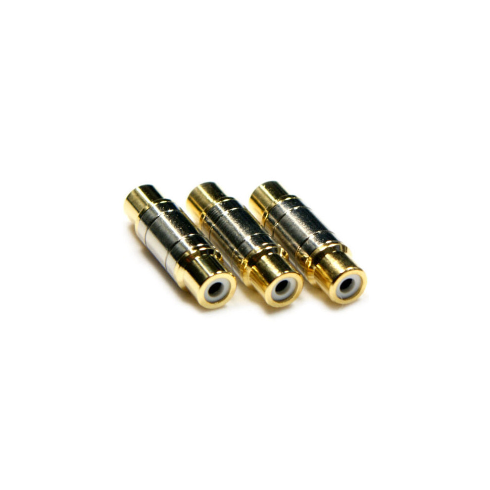 Loops 3 Rca Phono Coupler Joiner Av Component Female To Socket Adapter Gender Changer Gold