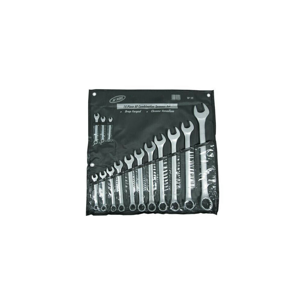 14 Piece 1/4" Inch 1 1/4" Inch Combination Spanner Set In Storage Wallet