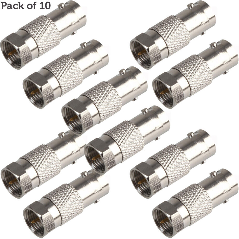 10X F Connector Male To Bnc Female Adapter Coaxial Cctv Dvr Converter Plug 5055538144585