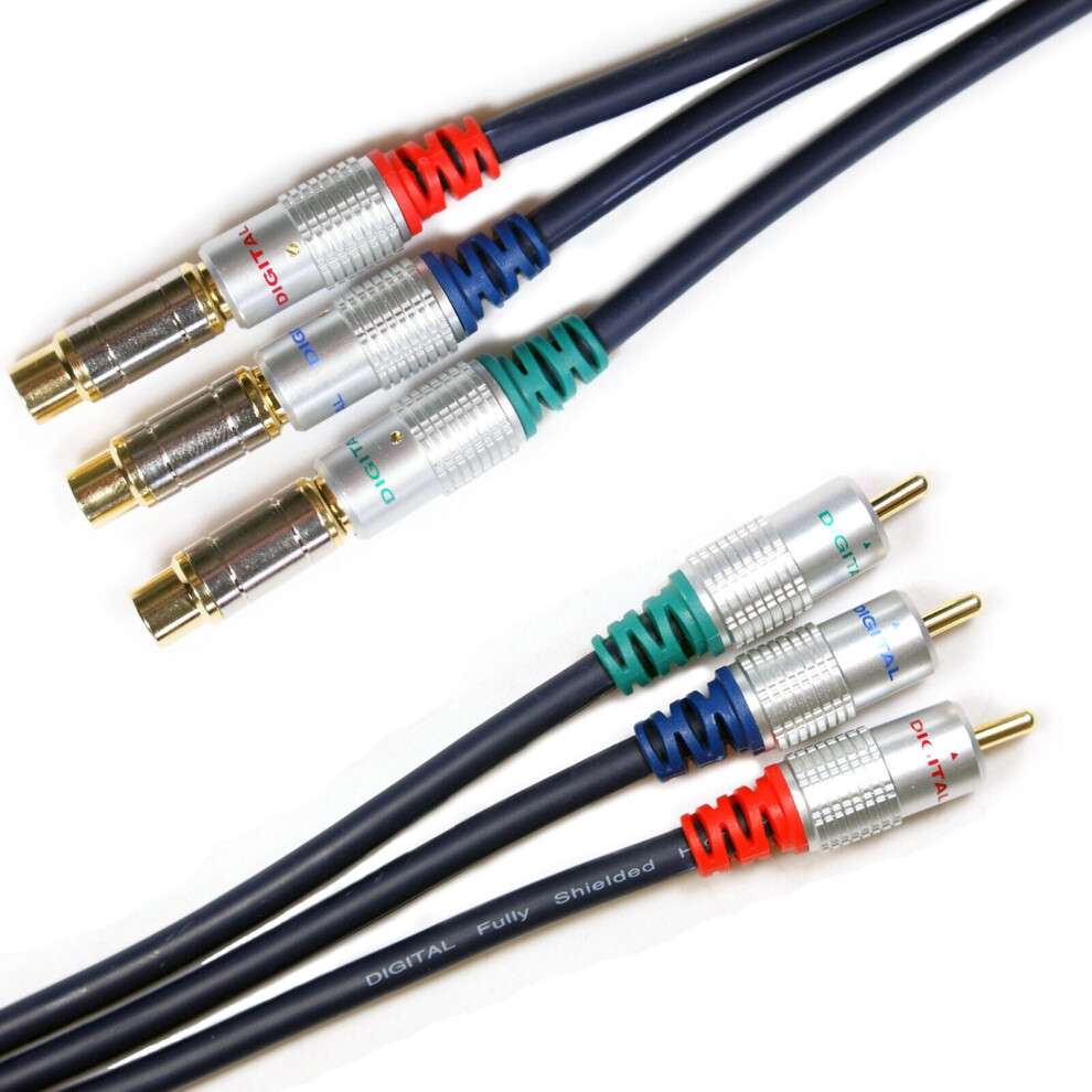 5M HD Component Video Cable Extension - Gold Male to Female Lead - RGB YPbPr