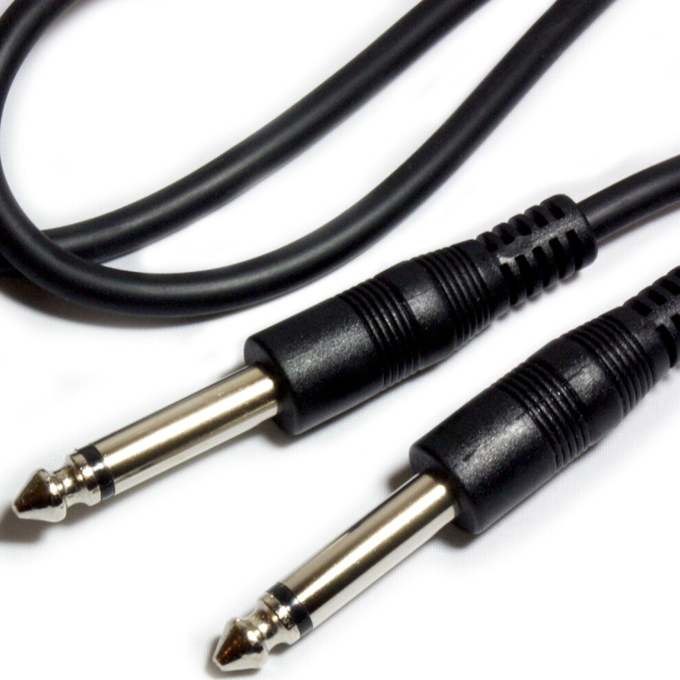 1m 6.35mm Mono Male to Male Guitar Cable 1/4" Instrument Audio Jack Plug Lead