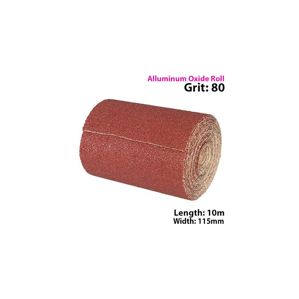 10m 80 Grit Aluminium Oxide Sand Paper Rolls Long Life Sanding Grinding Sheet