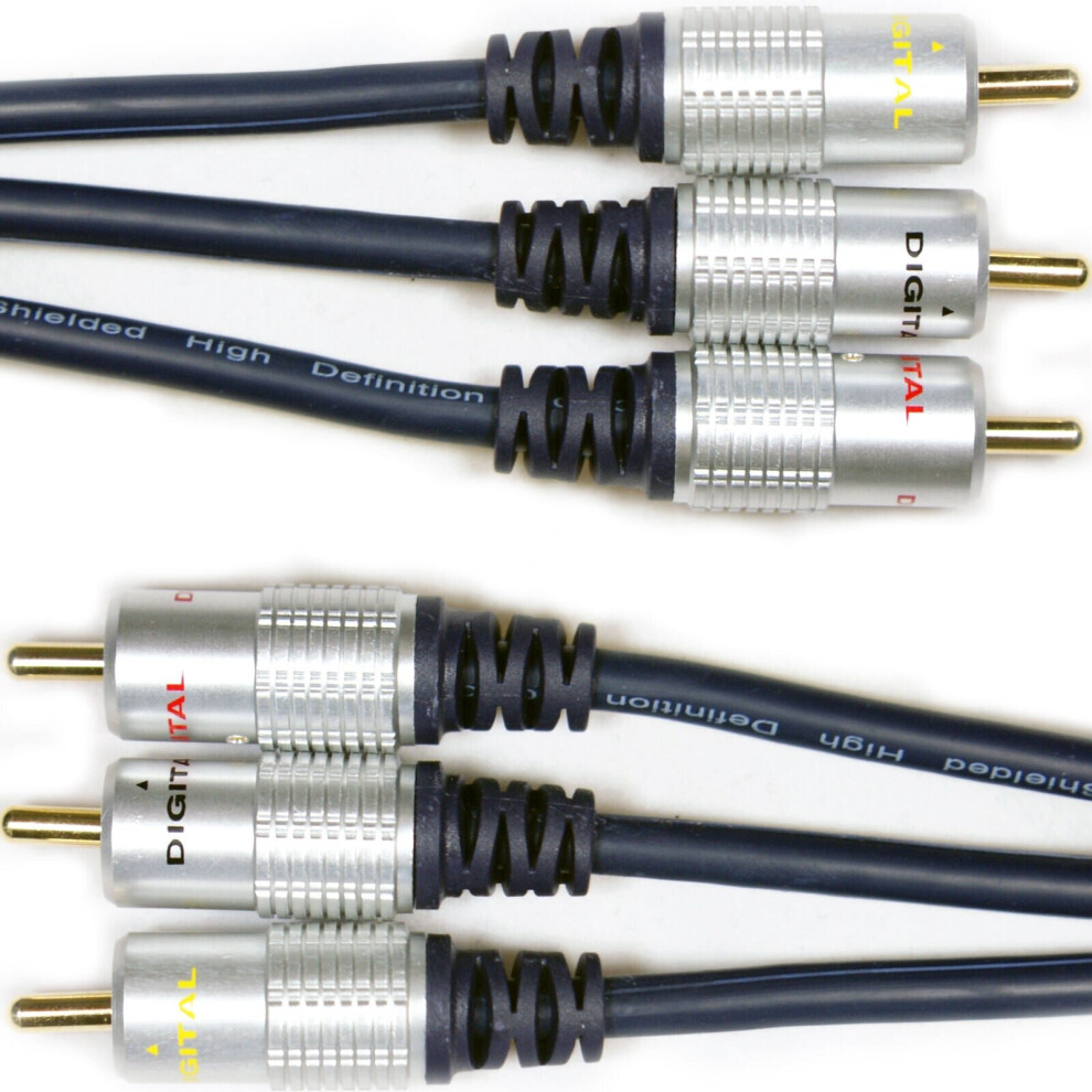 Loops 2M Av Cable Triple 3 Rca Phono Male Lead Video To Yellow Audio Red Black