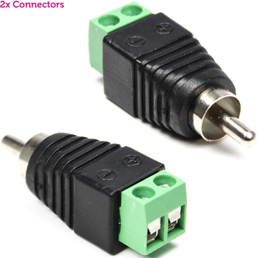 2X Rca Phono Male Screw Terminal Connector No Solder Cable End Plug Cctv Audio 5055538143625