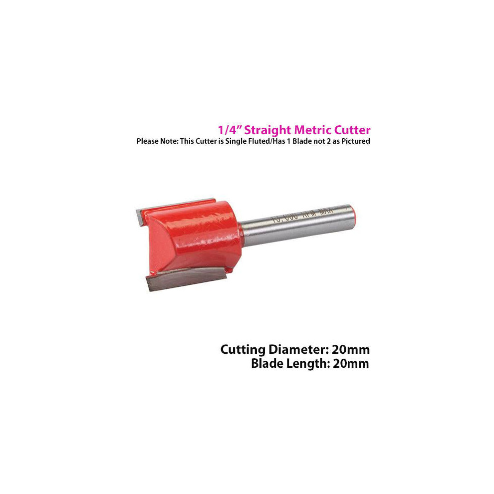 1/4" SHANK 20mm x 20mm Tungsten Carbide Straight Router Bit Worktop Wood Cutter