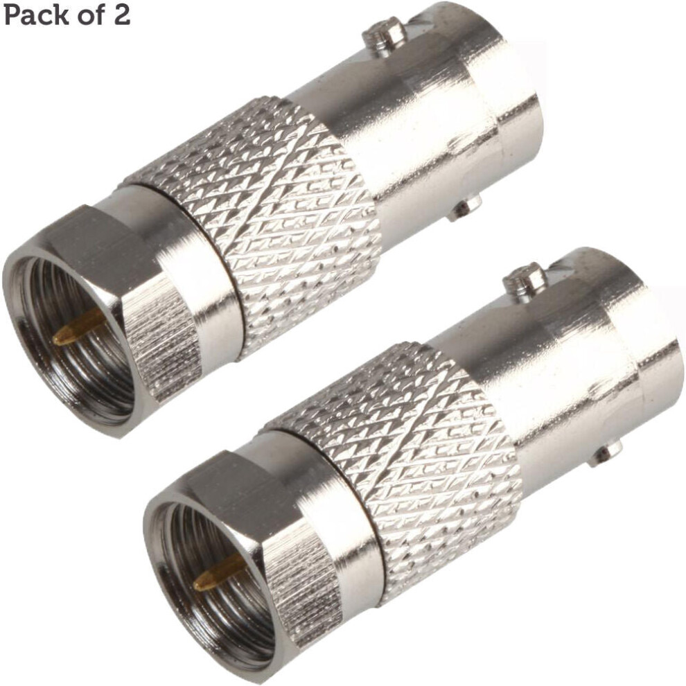 2x F Connector Male to BNC Female Adapter Coaxial CCTV DVR Converter Plug