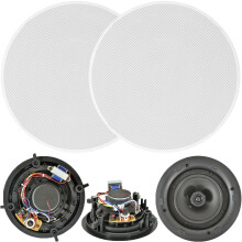2x (pair) High Quality 8 Inch 120W 2 Way Low Profile Ceiling Speaker - 100V 8Ohm - Wall Slim - CableFinder