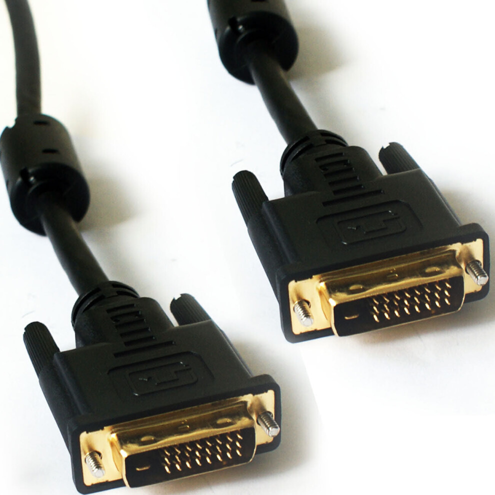 1m DVI D Male to Male Plug Cable Dual Link Monitor Video Lead Gold Ferrite