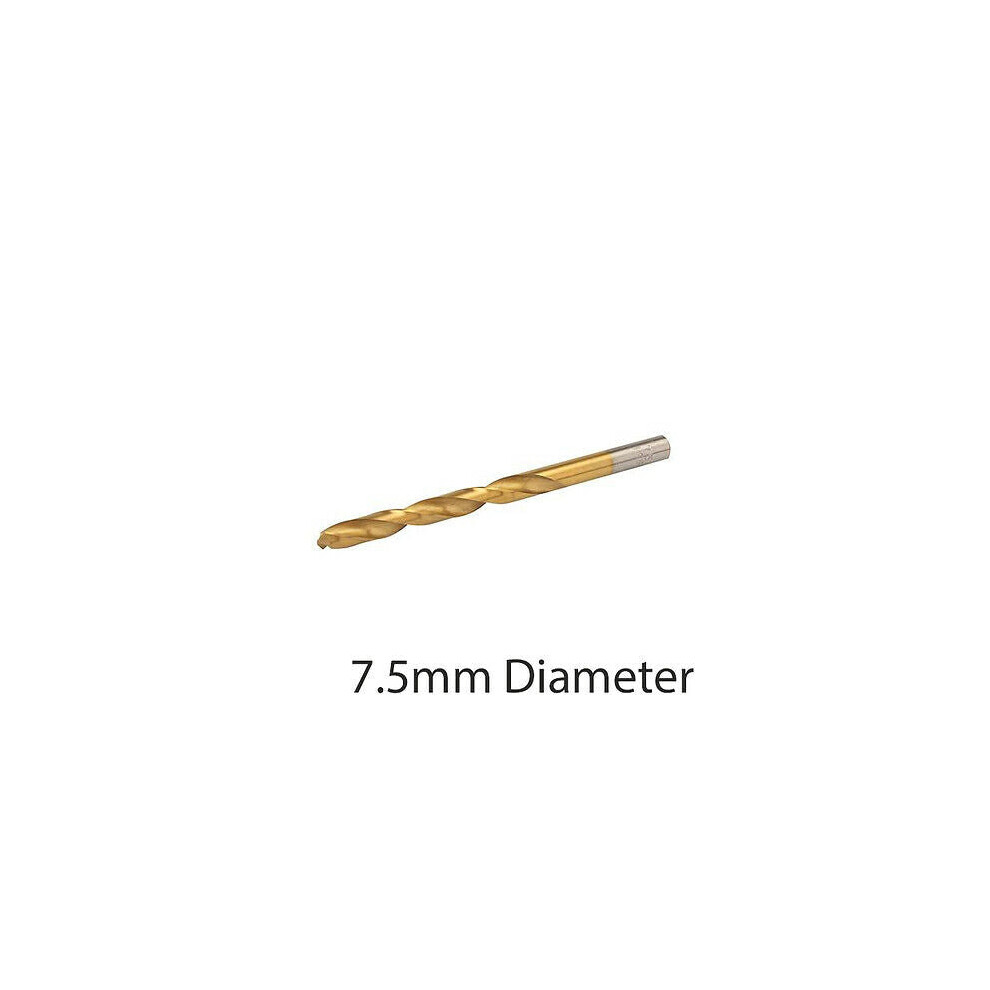 TOUGH TITANIUM COATED 7.5mm High Speed Steel Drill Bit Aluminium Alloy Milling