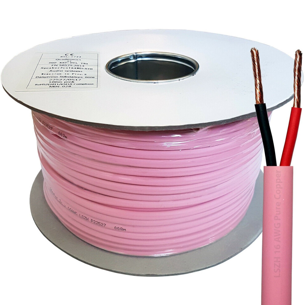 Loops 100M Low Smoke Speaker Cable 16Awg 1.5Mm Pure Copper Lszh 100V Double Insulated