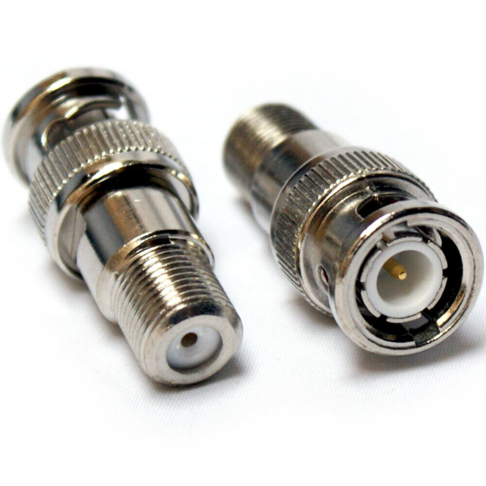 Loops 10X Bnc Male To F Connector Socket Adapter Coaxial Cctv Dvr Converter Metal Plug