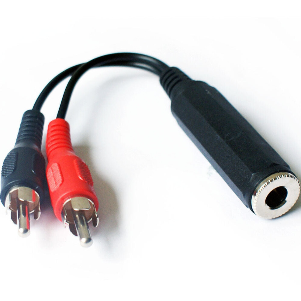 Loops 0.1M 2 Rca Male To 6.35Mm (1/4") Jack Stereo Socket Adapter Cable Phono Plug