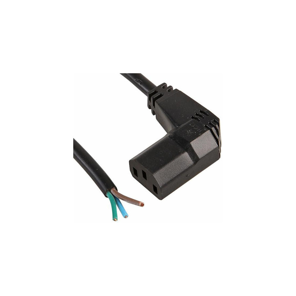 1m IEC Kettle Plug to Bare Stripped Ends Right Angled Power Cable Battery C13