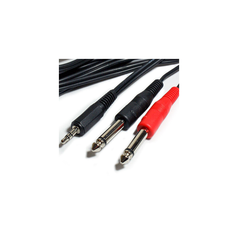 2m 3.5mm Stereo Male to 2x 6.35mm 1/4" Mono Plug Jack Cable Lead Mixer Splitter