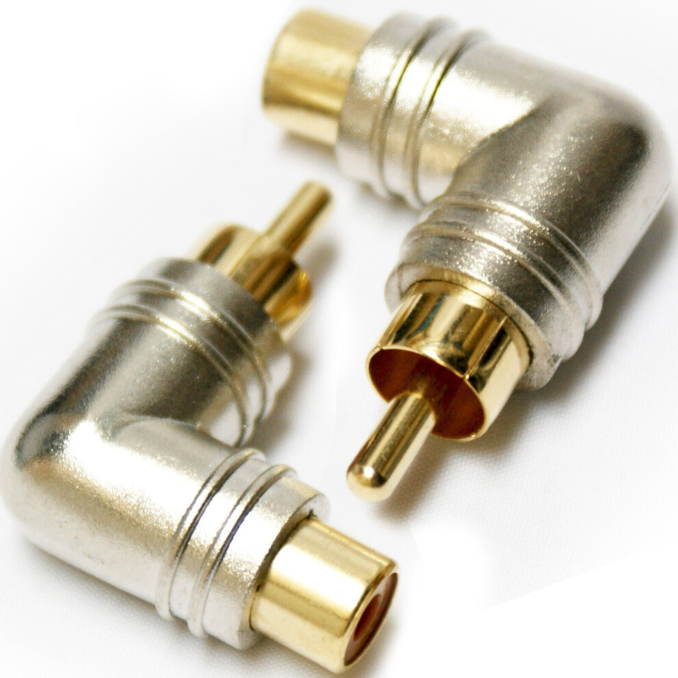 Loops Qty 10 Rca Male To Female Right Angled Plug 90 Degree Adapter Phono Socket