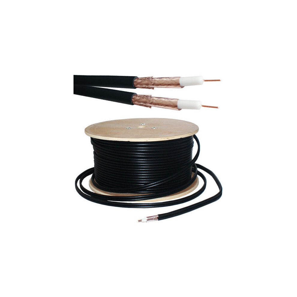 50M Rg59u Twin Coaxial Shotgun Cable Pure Copper & Foam Satellite Dish Sky Hd 5055538199622