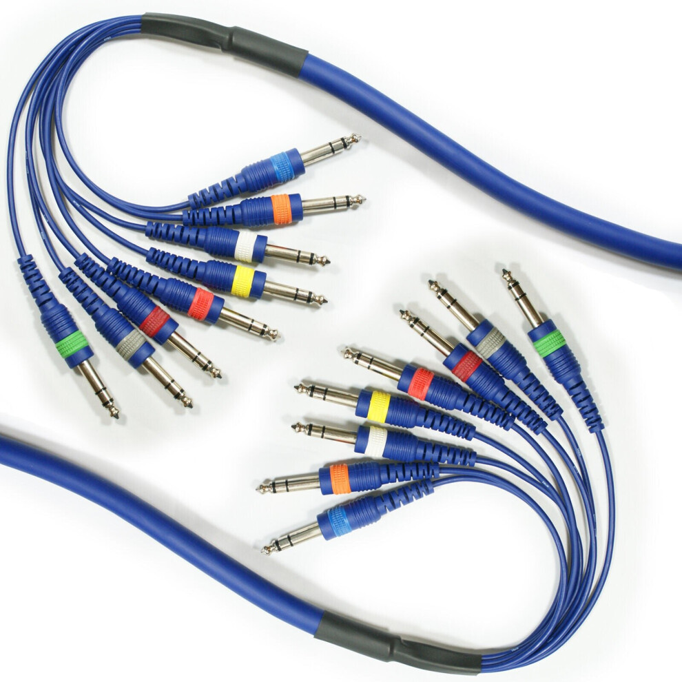 Pro 1.8M 8 Way 6.35Mm Stereo Male Jack To Plug Loom Cable 1/4" Audio Snake Lead 5055538103872