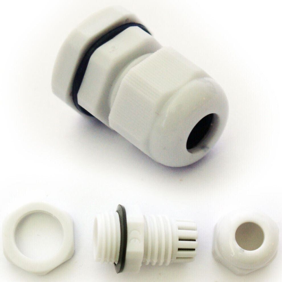 5X M20 6 12Mm Grey Cable Gland Ip68 Waterproof Compression Connector Lock Nut 5055538142031