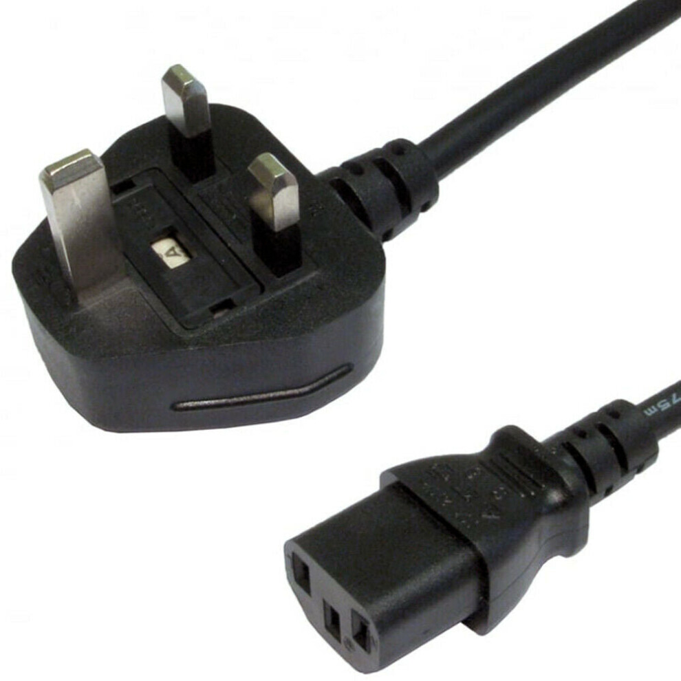 0.5M Uk Plug To Iec Socket Mains 10A Power Cable Pc Monitor Amp Kettle C13 Lead 5056199871131