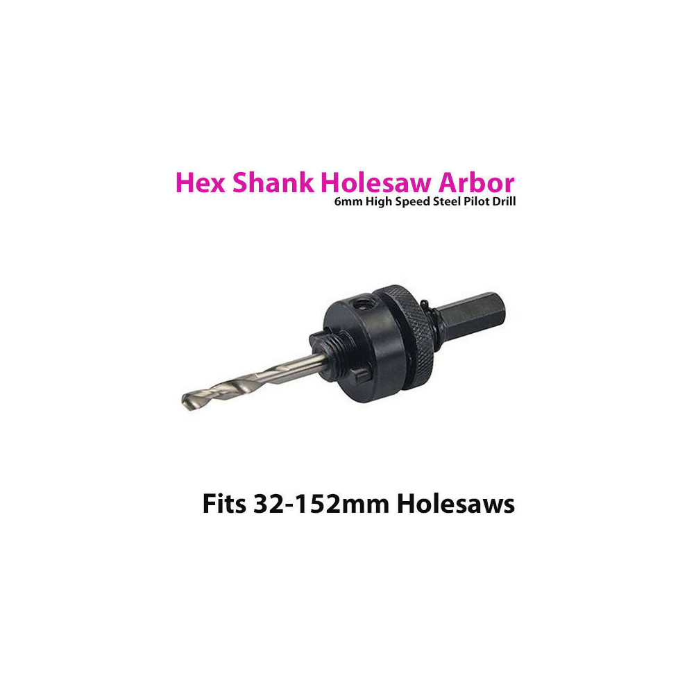 Holesaw Arbor & 6mm Pilot Drill *32 152mm Core Bits* Chuck Attachment/Adapter