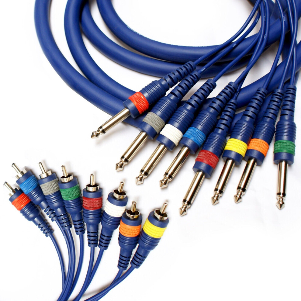 Pro 1.8M 8 Way 6.35Mm Mono Jack To Rca Phono Male Loom Cable Audio Snake Lead 5055538103773