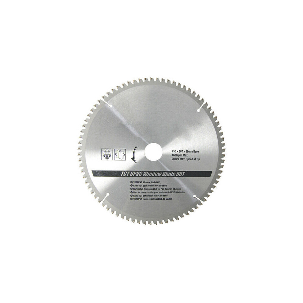 TCT UPVC Window Blade 80T 250mm x 30mm Includes 16mm 20mm 25mm Rings