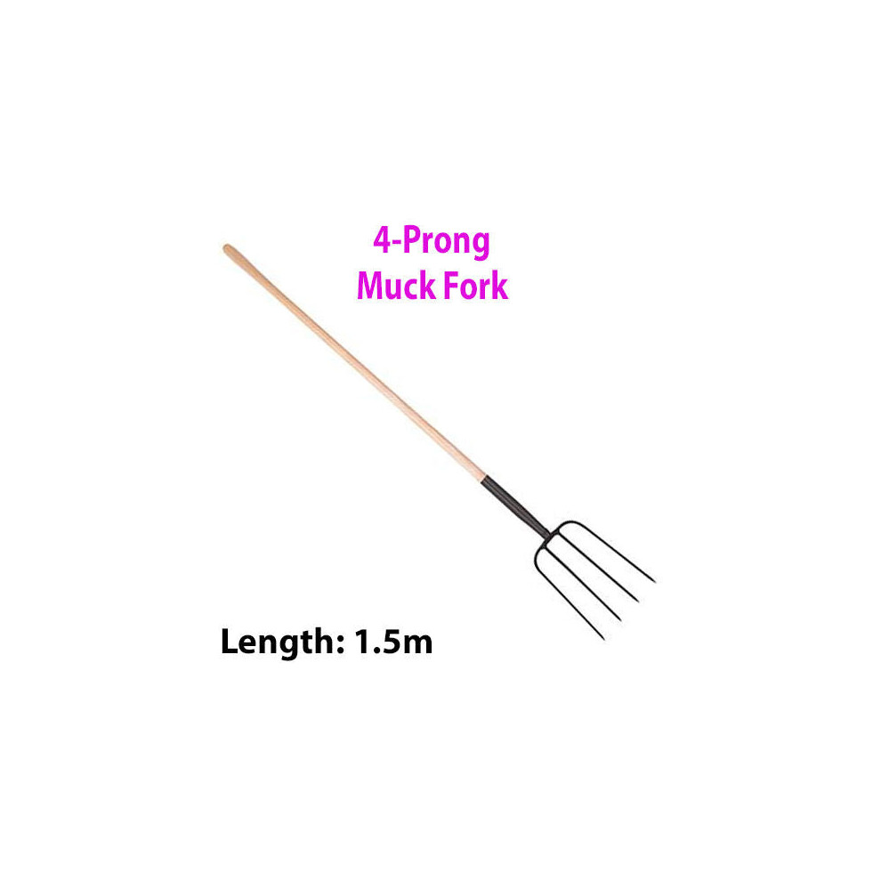 Heavy Duty 1500mm Muck 4 Prong Fork Digging Plant Garden Landscaping Hay Tool