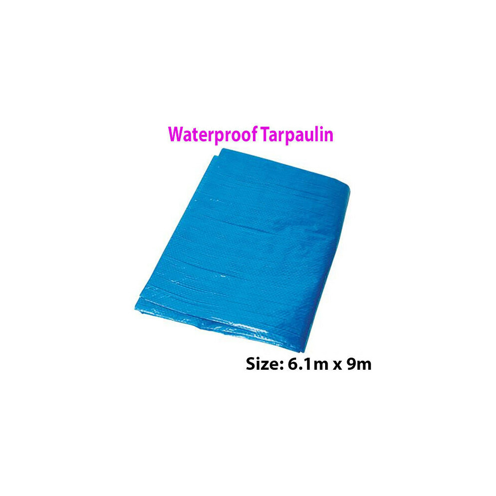 6.1 x 9m Outdoor Waterproof Blue Tarpaulin Sheets Ground Protective Cover Tarp