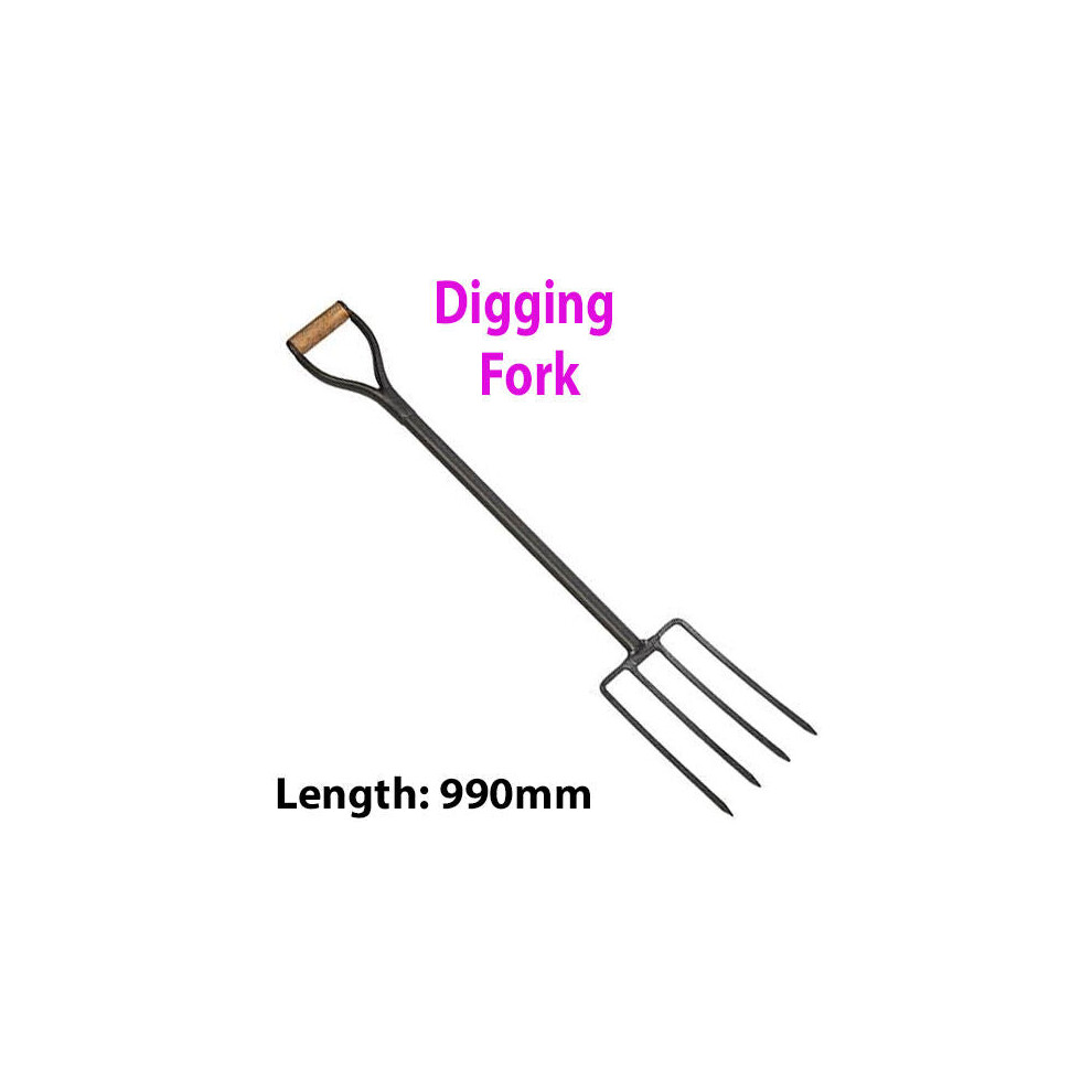 Heavy Duty 990mm Digging 4 Prong Fork MYD Handle Muck Plant Garden Hay Landscape