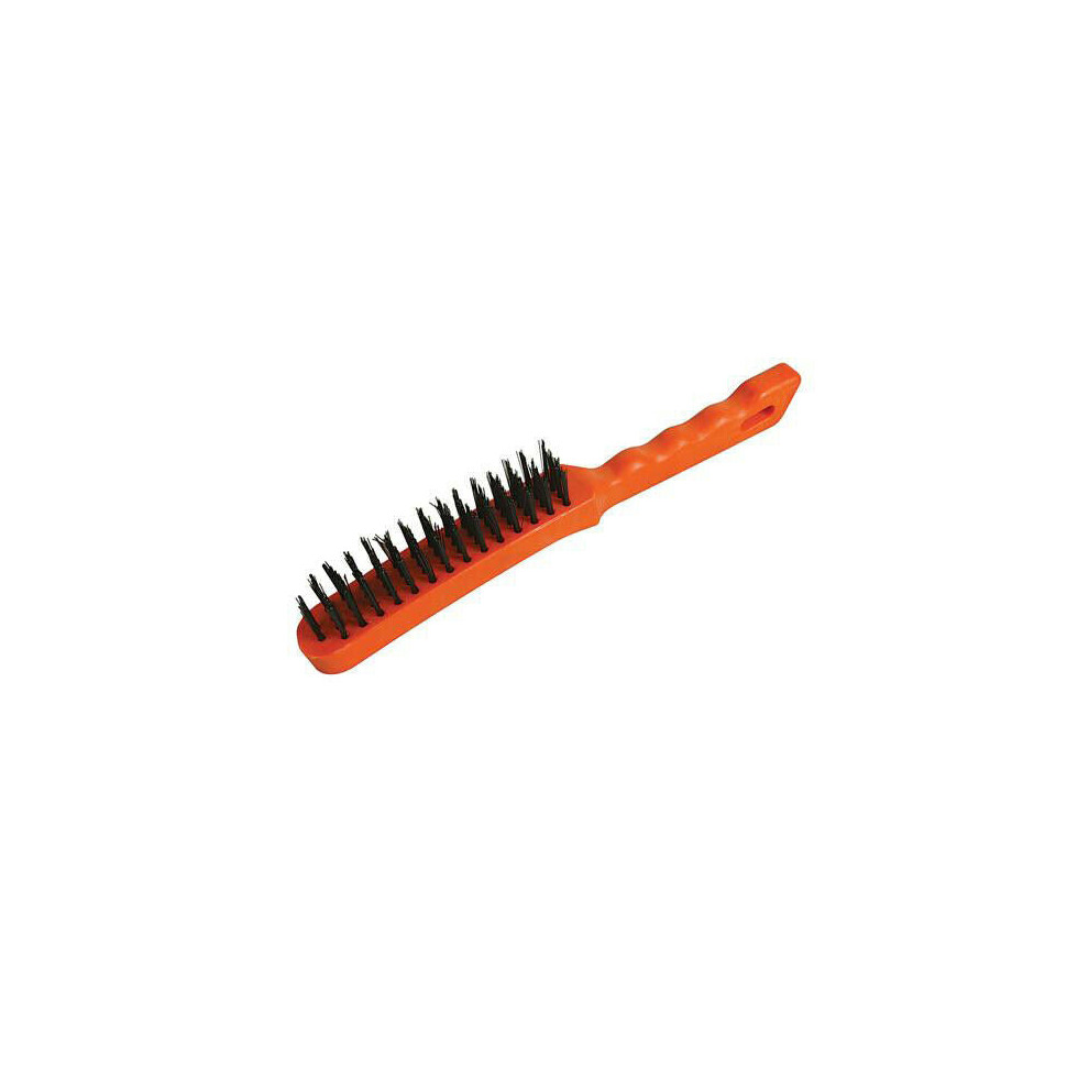 Steel Wire Brush 4 Row Tough Plastic Handle 280mm Length