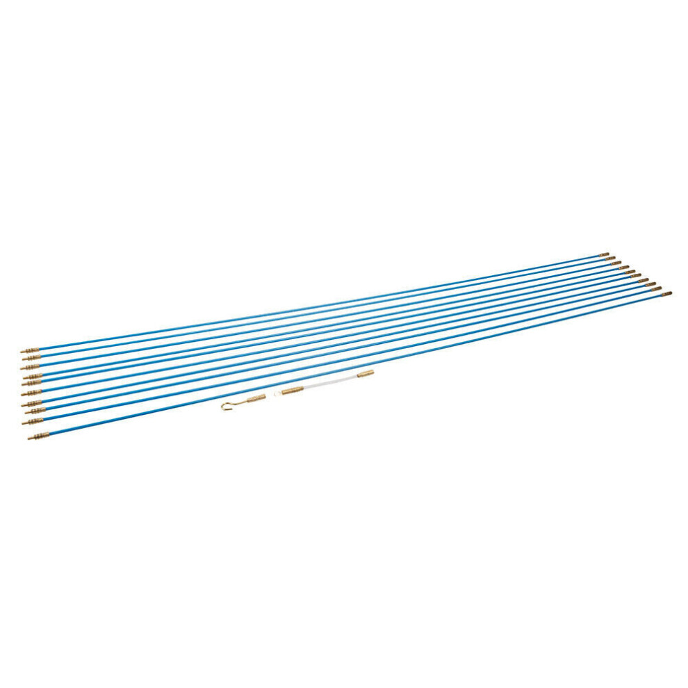 10m (10x 1m) Electricians Cable Rods Kit 13 Piece Chasing / Pulling Leads Wire