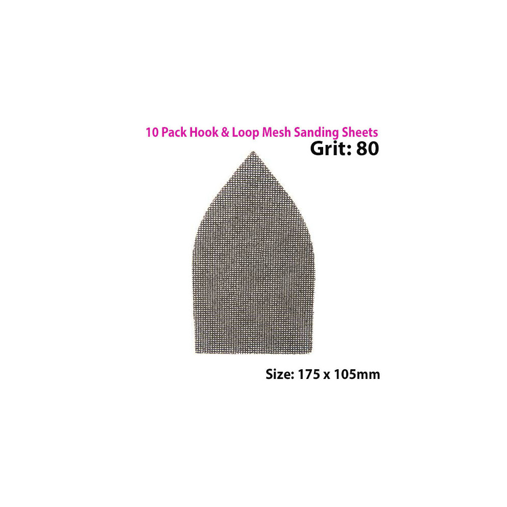 10x 175mm 80 Grit Silicon Carbide Mesh Detail Triangle Sanding Sheets Hook Loop