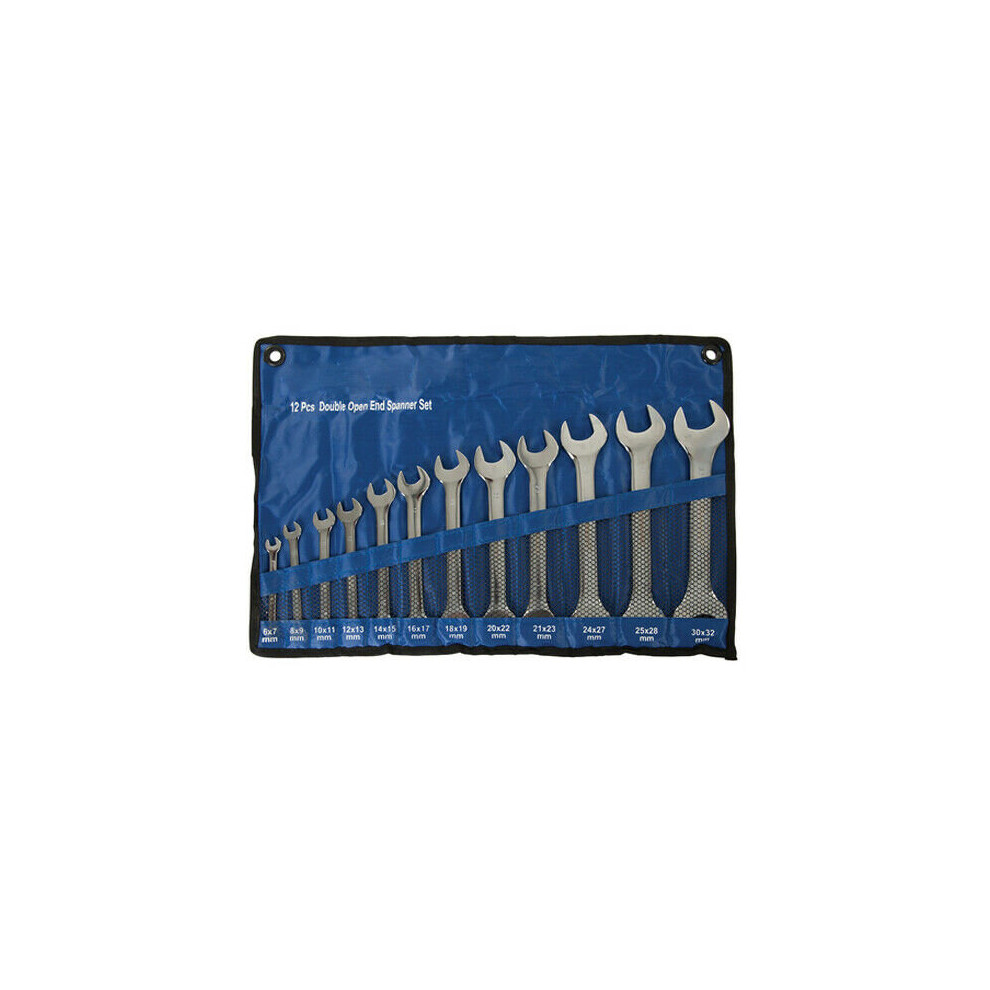 6 Pack Open Ended Spanner Set | 6mm 32mm | Chrome Vanadium Wrench Kit | 12 Heads