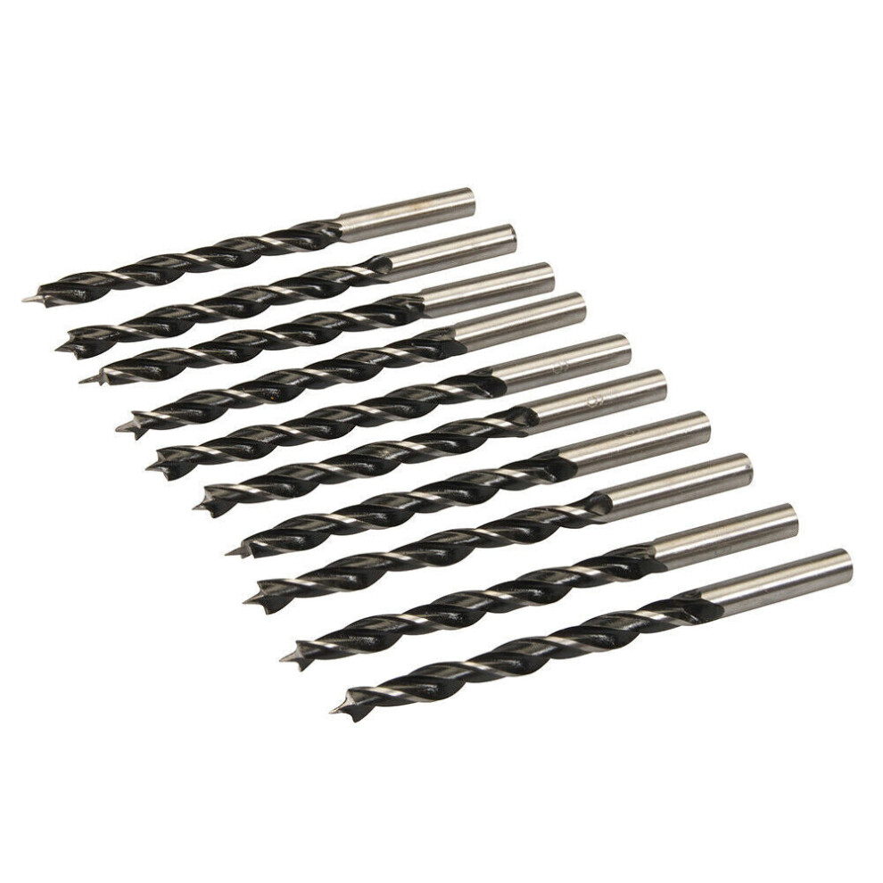 10 Pack 6mm Lip & Spur Drill Bits Round Shank High Carbon Steel Wood Pilot Bit