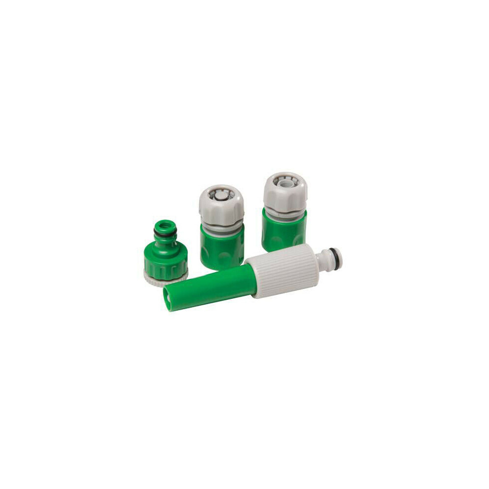 Loops 5 Piece Garden Hose Pipe Connector Set Quick Connect Bsp 100Mm Spray Nozzle