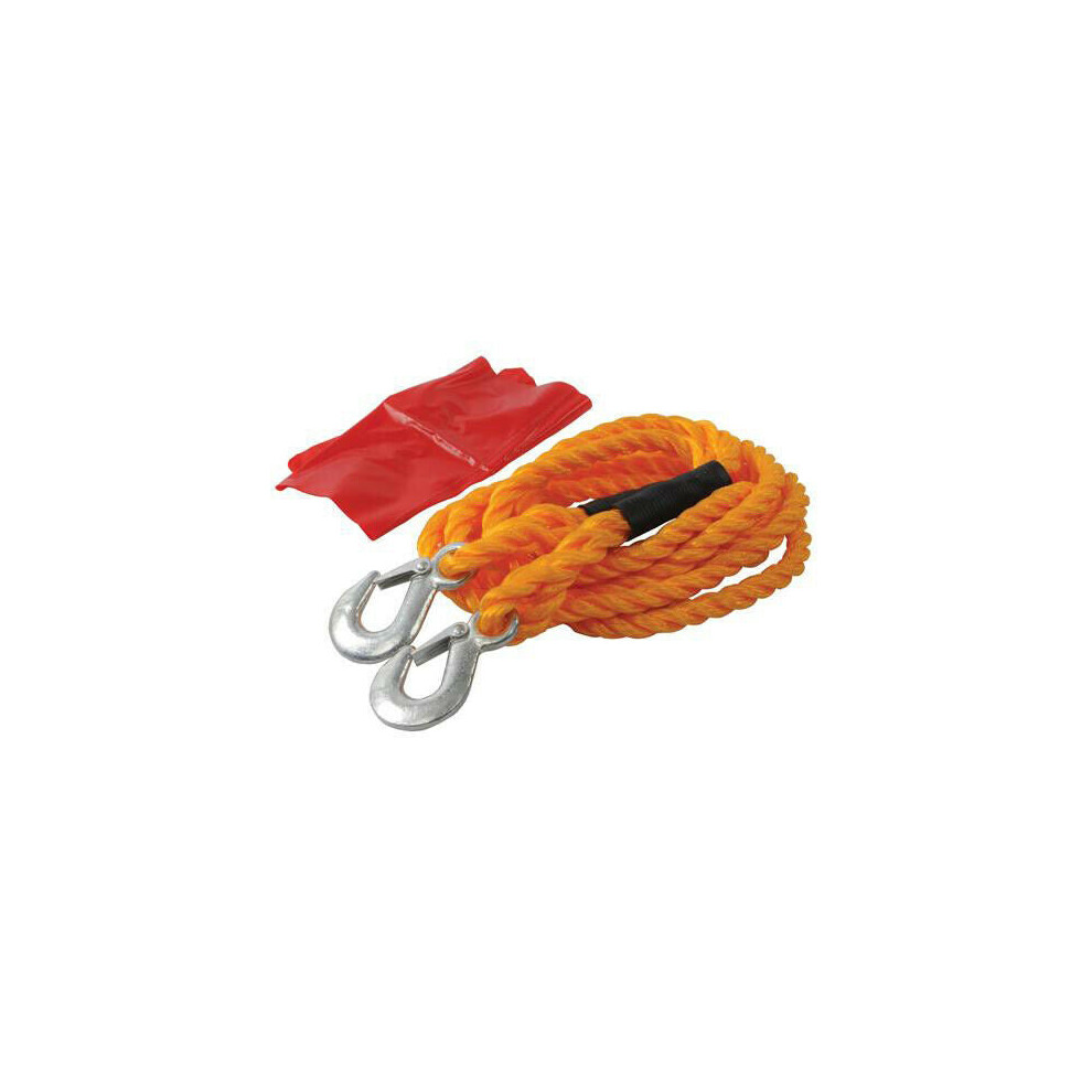 4m x 14mm Max 2 Tonne Tow Rope With Heavy Duty Forged Hooks