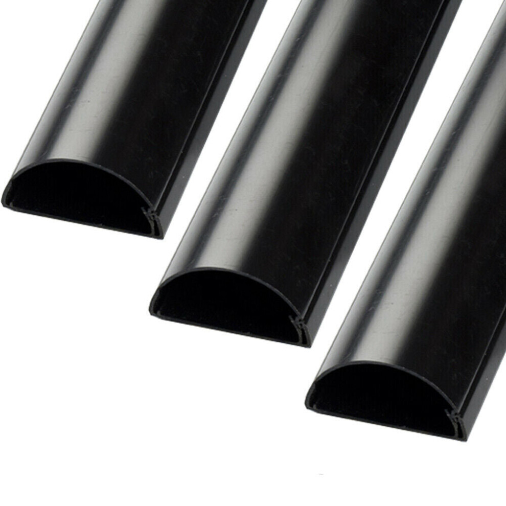 3x 1m (3m) 50mm x 25mm Black Scart / Data Cable Trunking Conduit Cover AV TV