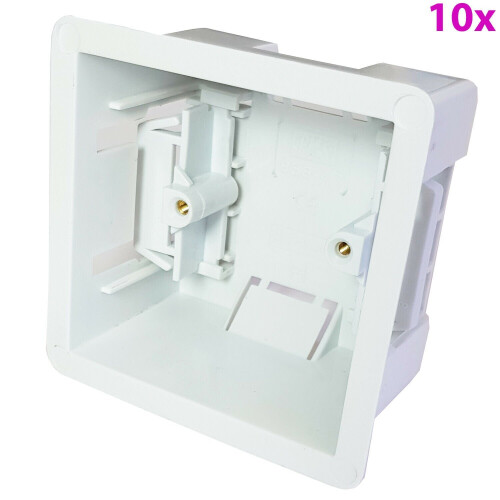 Loops 10x 47mm Deep Plasterboard Back Box Single Dry Lining Wall Flush Mount Pattress