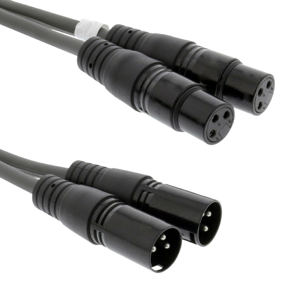 5m Twin 3 Pin XLR Male Plug to 2x XLR Female Socket Cable Audio Mic Mixer Amp