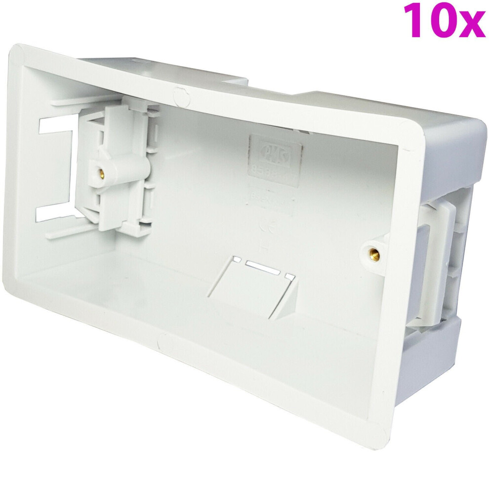 10x 47mm Deep Plasterboard Back Box Double Dry Lining Wall Flush Mount Pattress