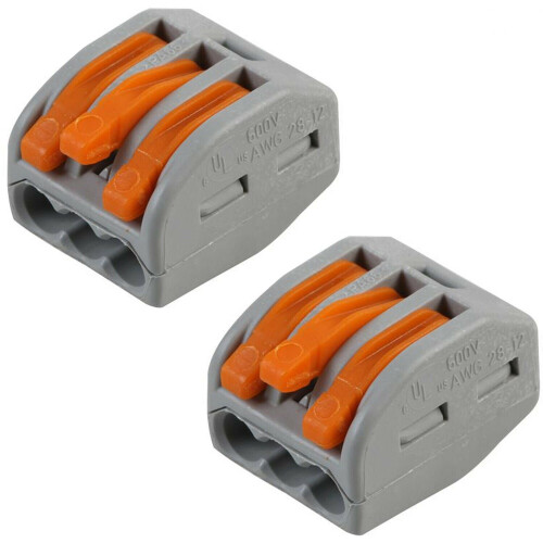 2x 3 Way WAGO Connector 32A Electrical Lever Terminal Block Push Fit
